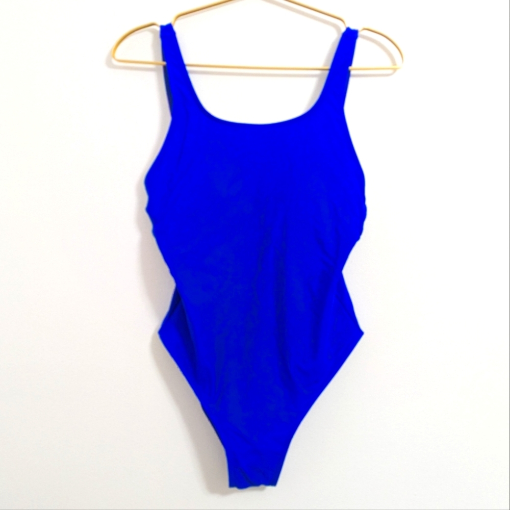 NWOT SHEIN Blue One Piece Swimsuit Scoop Neck High-Cut